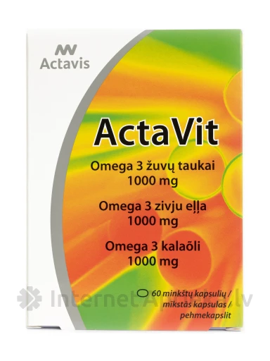 Рыбий жир ActaVit Omega-3 1000, 60 капсул | internetaptieka.lv