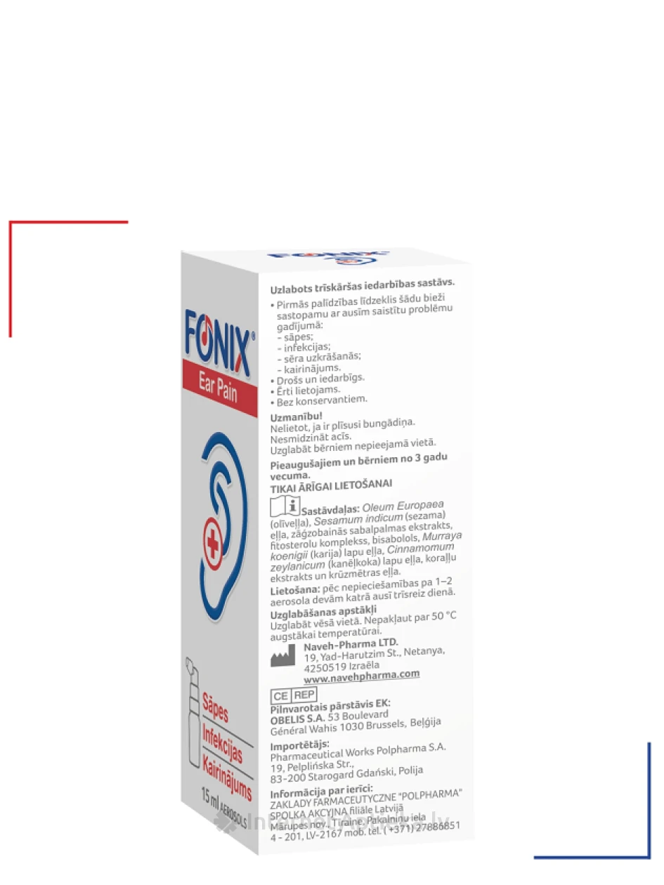 Fonixi kõrvavalu aerosool, 15 ml | internetaptieka.lv