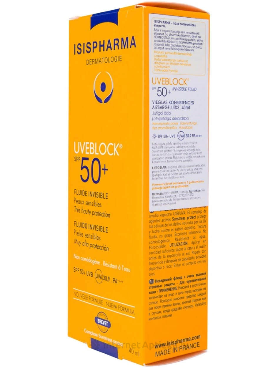 ISISPHARMA UVEBLOCK SPF50+ aizsargfluīds normālai ādai, 40 ml | internetaptieka.lv