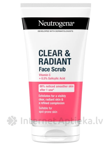 NEUTROGENA Clear&Radiant Eļļu nesaturošs attīrošs skrubis, 150 ml | internetaptieka.lv
