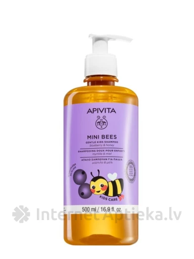 APIVITA MINI BEES Švelnus vaikų šampūnas plaukams, 500 ml | internetaptieka.lv