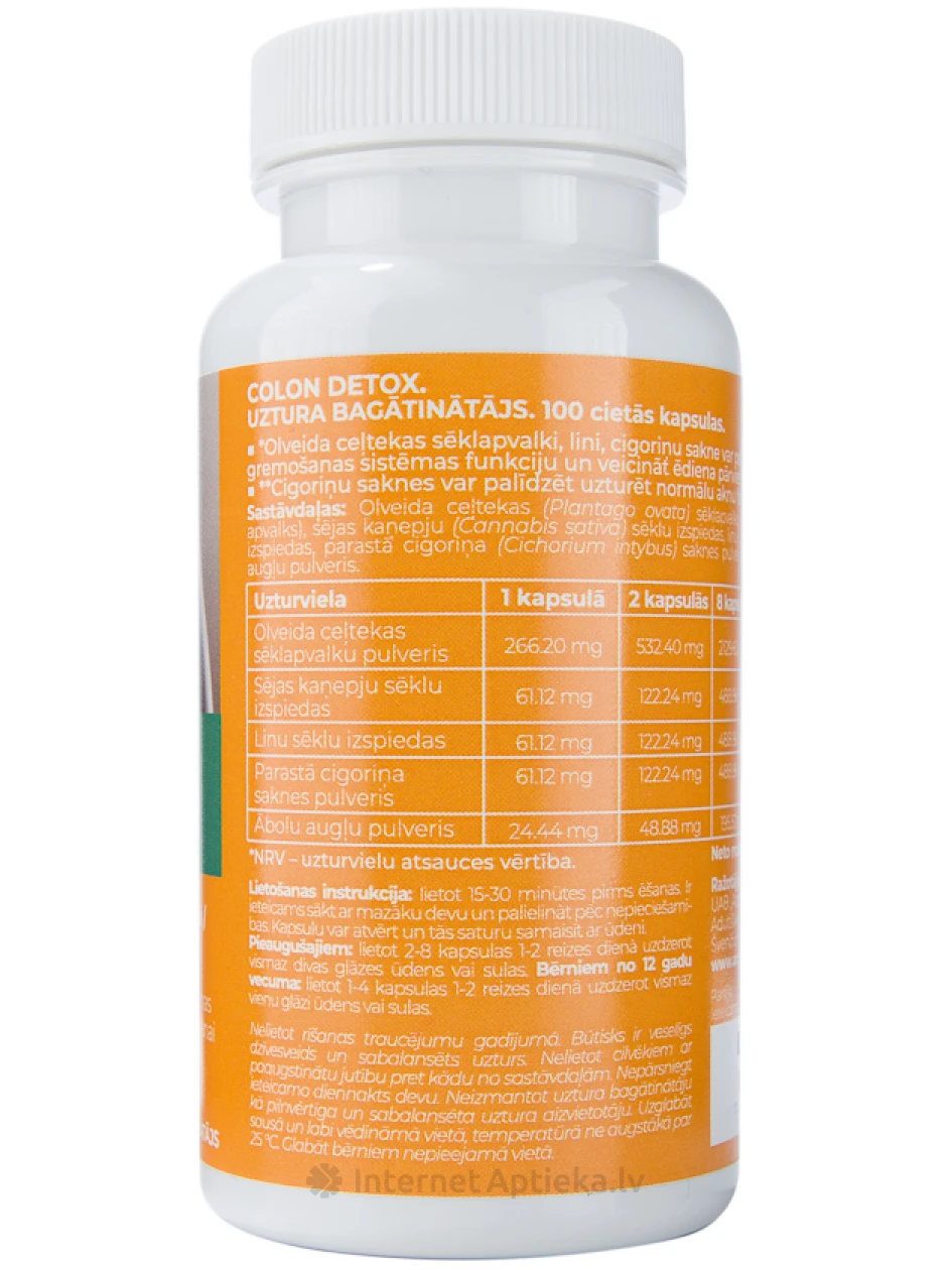 Acorus Balance Colon Detox+Fiber, 100 капсул | internetaptieka.lv