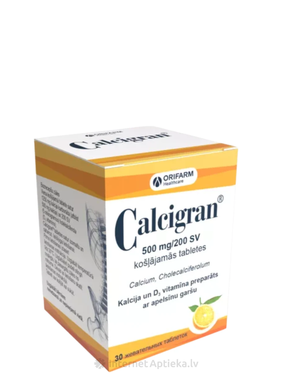 Calcigran 500 mg, 30 närimistabletti | internetaptieka.lv