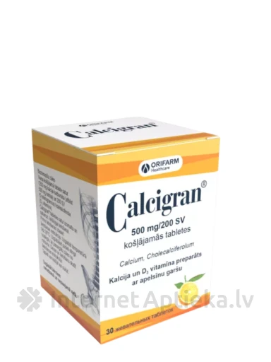 Calcigran 500mg, 30 košlājamas tabletes | internetaptieka.lv