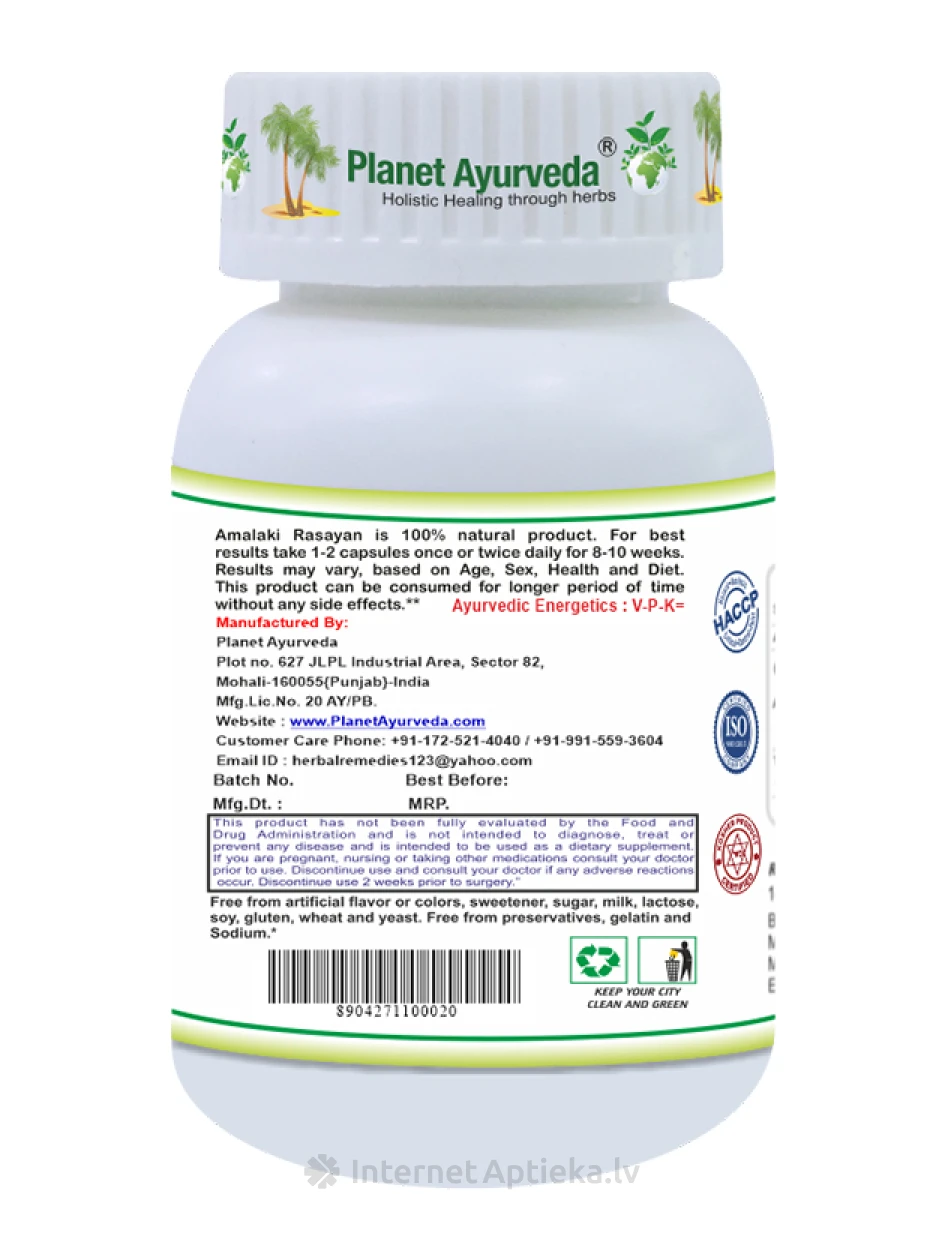 Planet Ayurveda® Organic Amalaki Rasayan, 60 kapslit | internetaptieka.lv