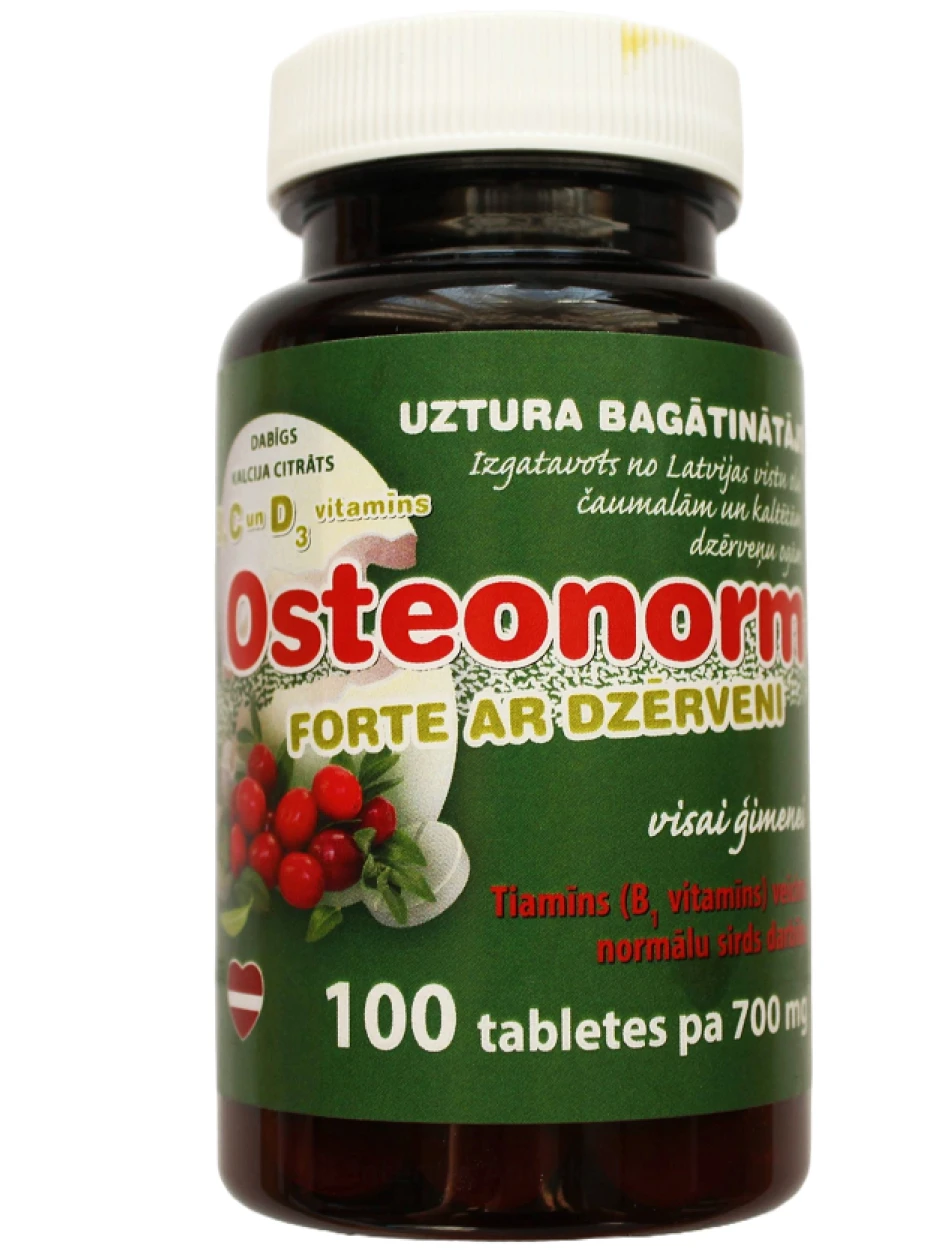Osteonorm Forte 700 mg - jõhvikas, 100 tabletti | internetaptieka.lv