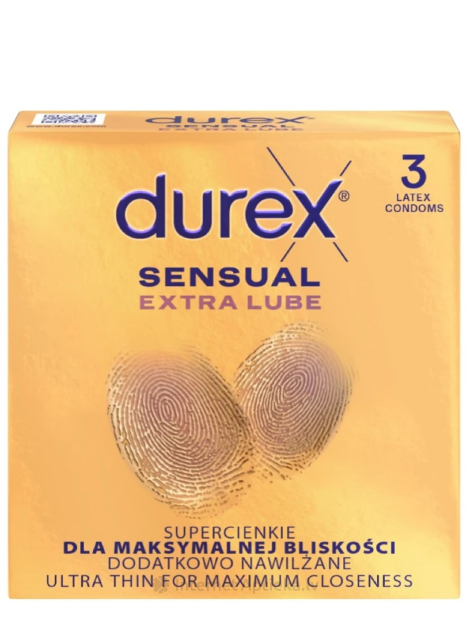 Durex Sensual Extra Lube Prezervatīvi, 3 gb. | internetaptieka.lv