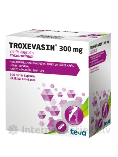 Troxevasin 300 мг, 50 капсул | internetaptieka.lv