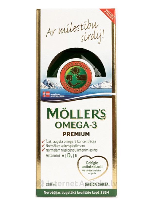 Möller's Omega3 Premium zivju eļļa, 250 ml
