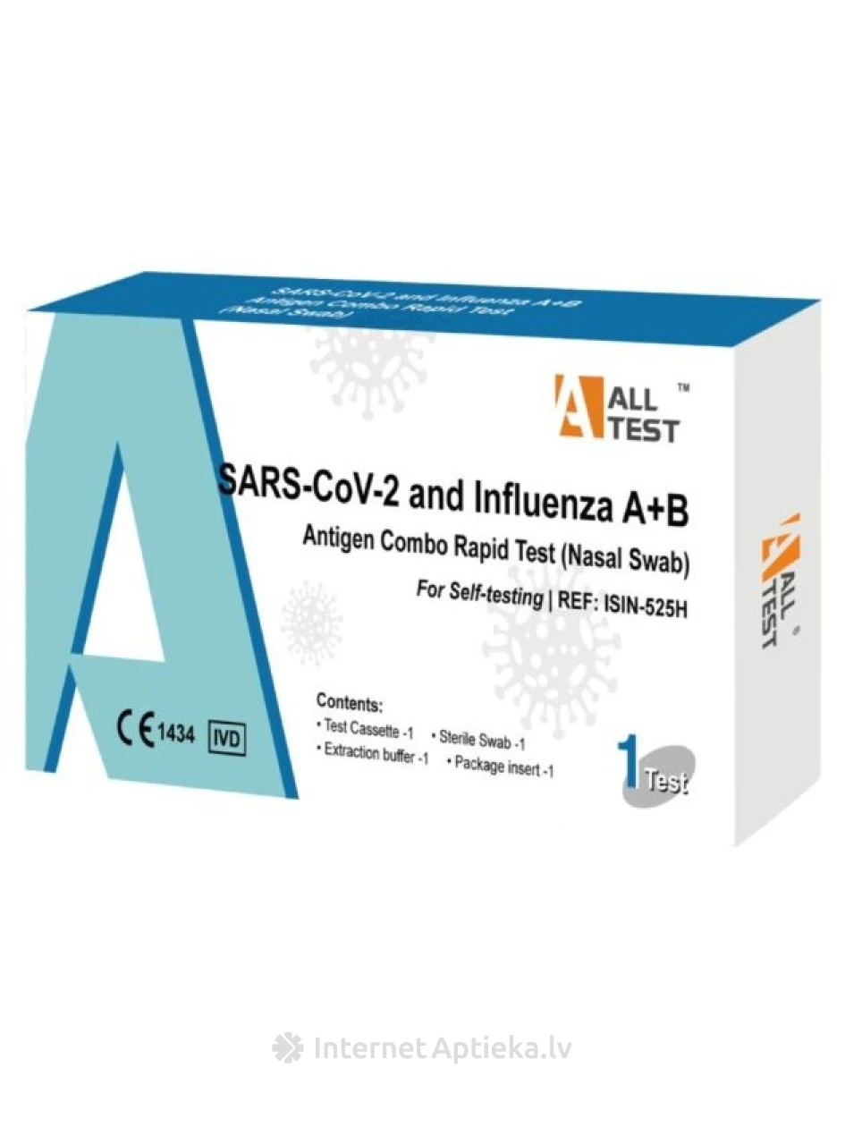 Ātrās noteikšanas tests SARS-CoV-2 un gripa A+B antigēnu kombinācija, 1 gb. | internetaptieka.lv