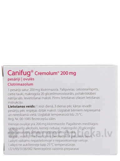 Canifug Cremolum vaginālās svecītes 200 mg, 3 gb. | internetaptieka.lv