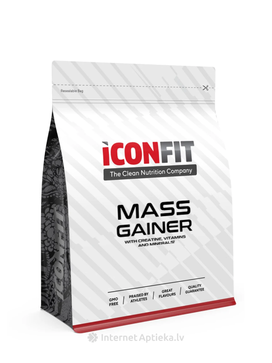 ICONFIT Mass Gainer – Banana (Carb 5:1 Protein), 1,5 kg | internetaptieka.lv
