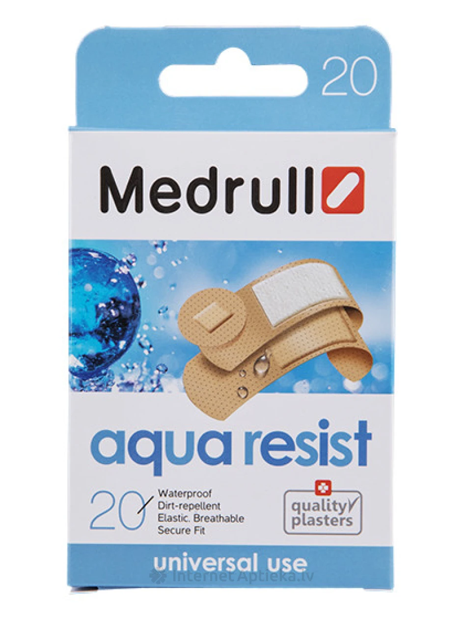 Medrull Aqua Resist Бактерицидный пластырь, универсальный, 20 шт. | internetaptieka.lv