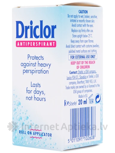 Driclor higistamisvastane deodorant, 20 ml | internetaptieka.lv