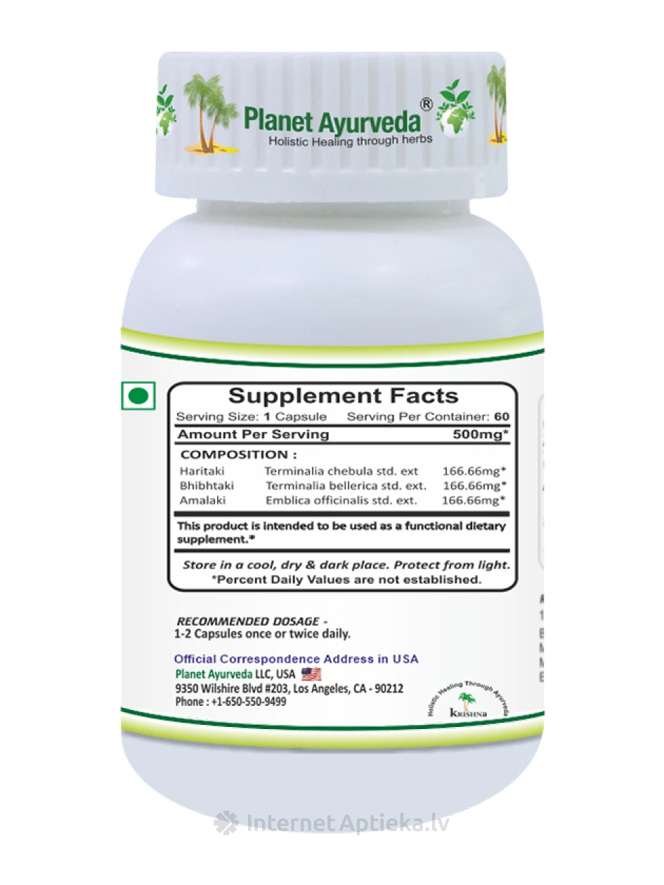 Planet Ayurveda® Organic Triphala, 60 kapslit | internetaptieka.lv