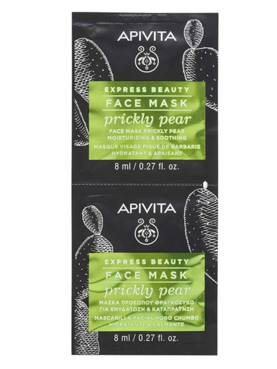 APIVITA EXPRESS drėkinanti ir raminanti veido kaukė su kaktuso vaisiumi, 2 x 8 ml | internetaptieka.lv