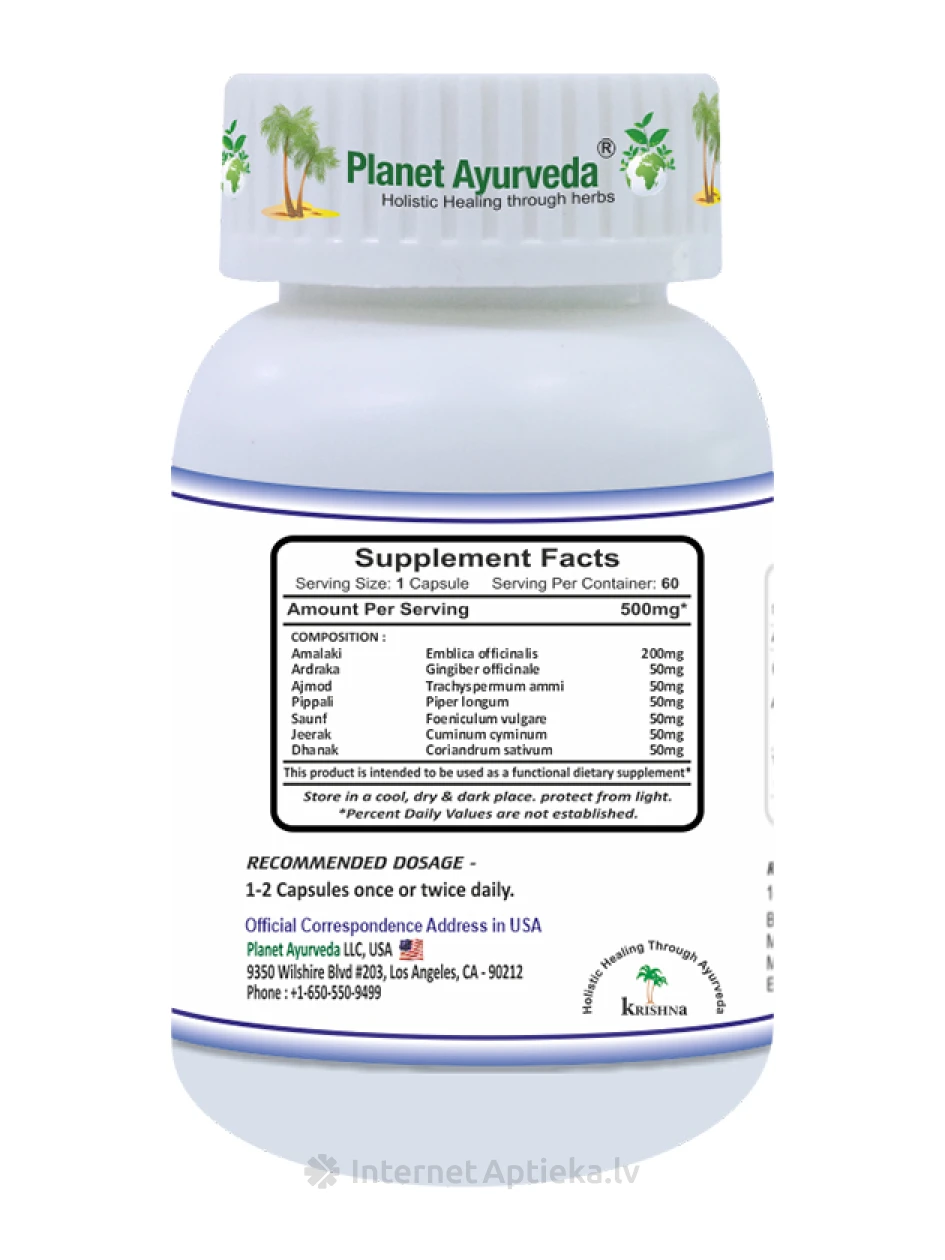Planet Ayurveda® Seedimise võimsus, 60 kapslit | internetaptieka.lv