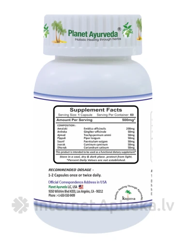 Planet Ayurveda® Gremošanas spēks, 60 kapsulas | internetaptieka.lv