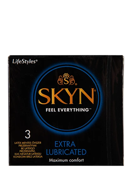 LIFESTYLES prezervatīvi SKYN, EXTRA LUBRICATED, 3 gab.