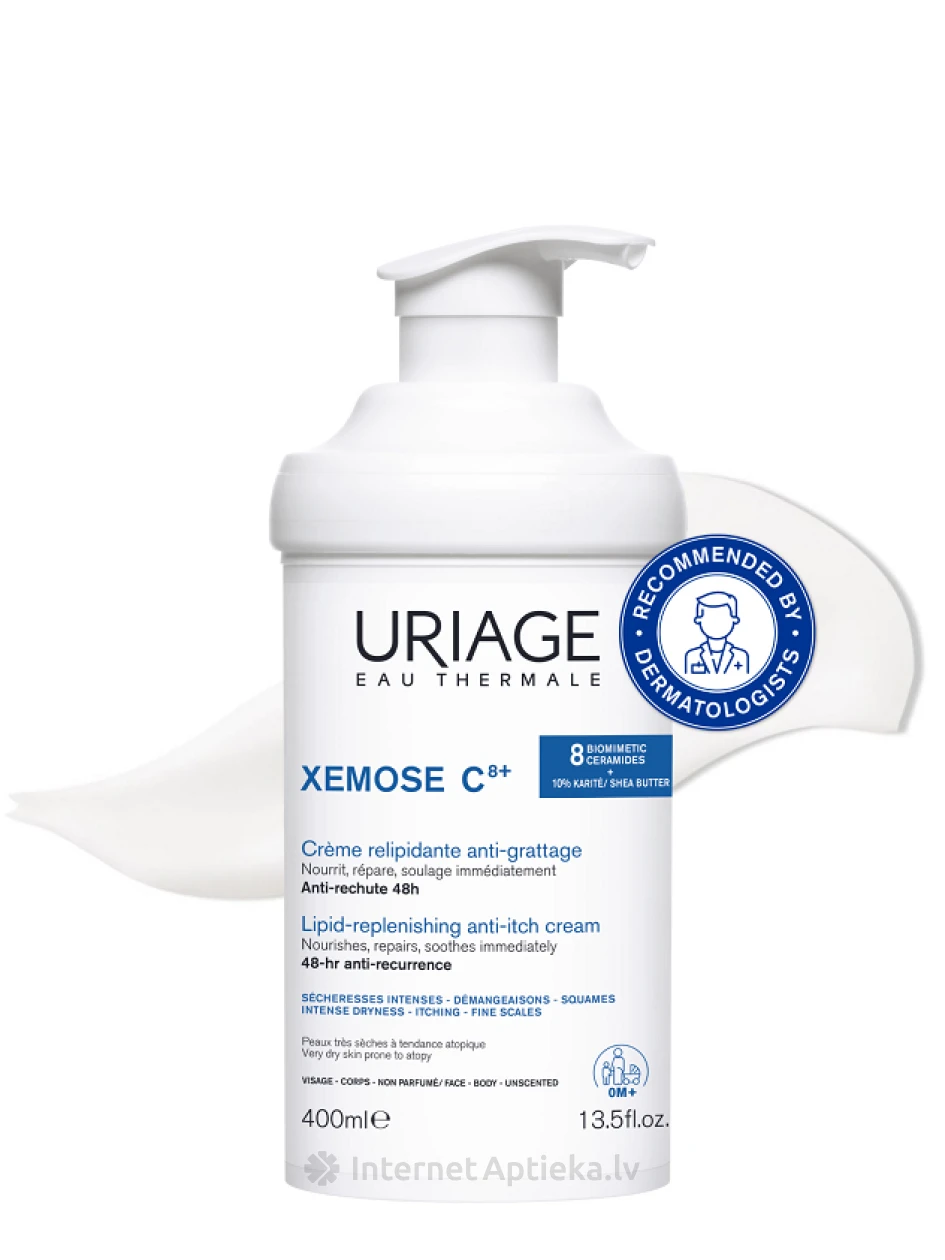 URIAGE Xemose C8+ lipīdus atjaunojošs krēms ļoti sausai ādai pret kairinājumu, 400 ml | internetaptieka.lv