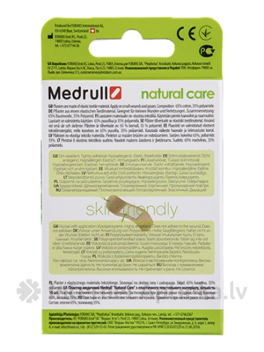 Medrull Natural Care бактерицидный пластырь, тканевый, 10 шт. | internetaptieka.lv