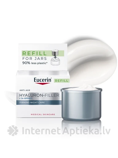 Eucerin Hyaluron-Filler nakts krēma uzpildes iepakojums, 50 ml | internetaptieka.lv