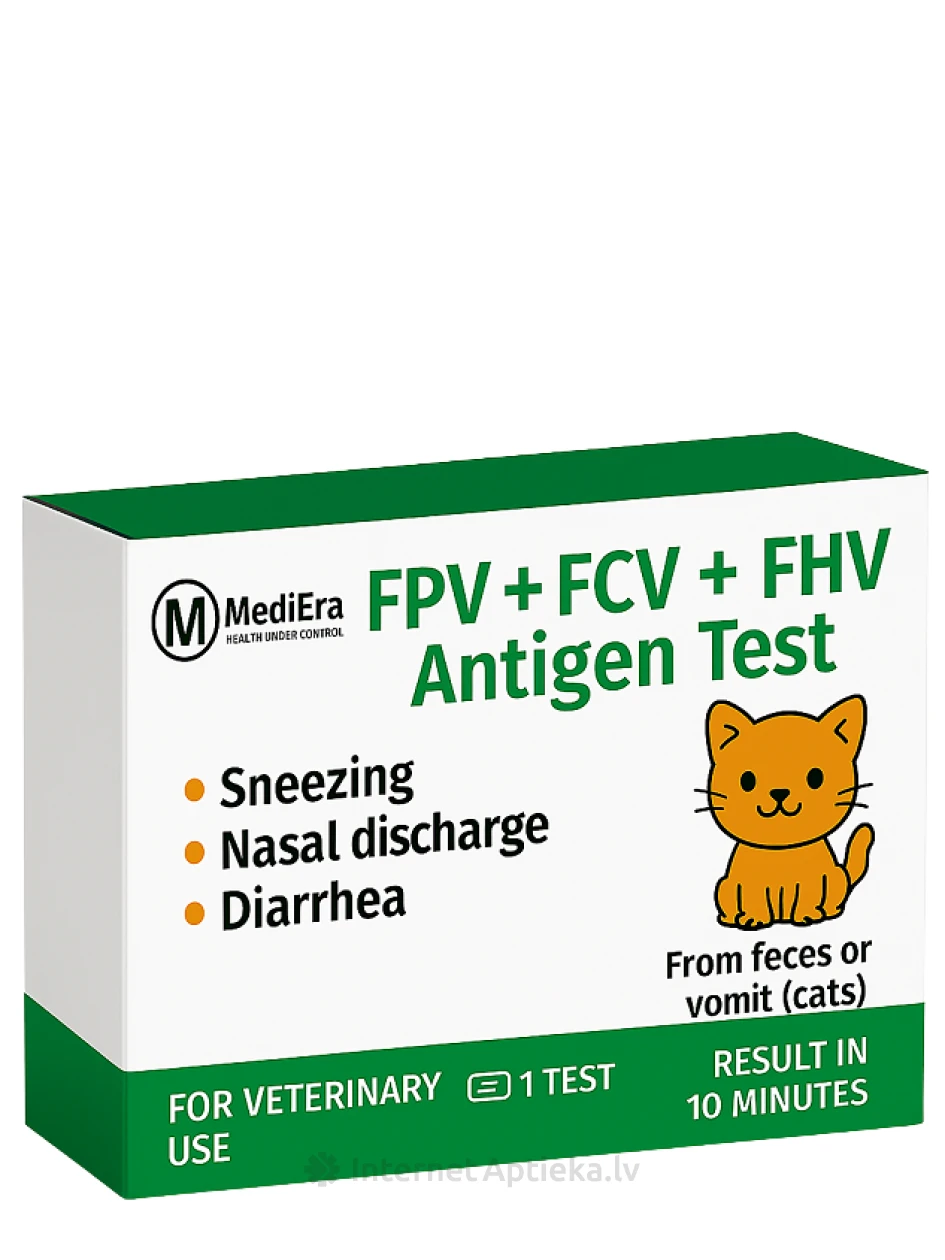 MediEra FPV + FCV + FHV Antigēnu kombinētais eksprestests (fēces/sekrēti) | internetaptieka.lv