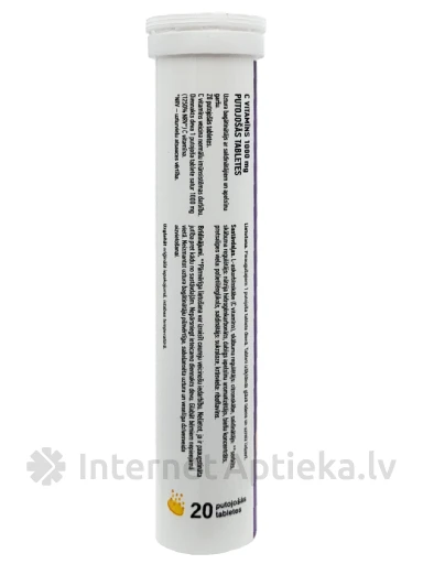 Витамин C 1000 мг шипучие таблетки с апельсиновым вкусом, 20 таблеток | internetaptieka.lv