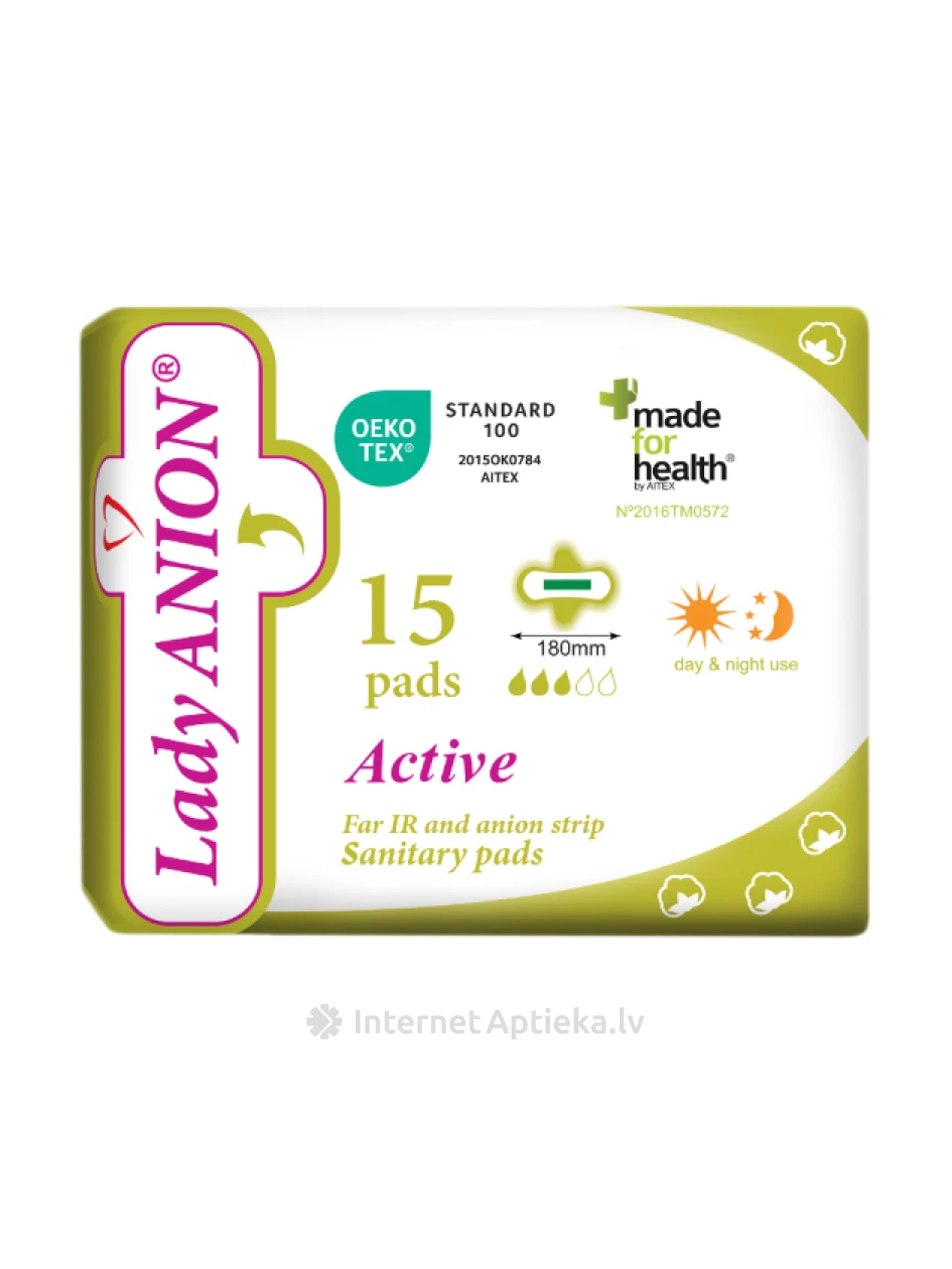 Lady Anion Active hügieenipaketid 180MM, 15 tk. | internetaptieka.lv