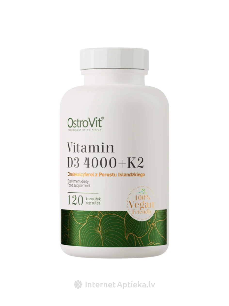 OstroVit Vitamin D3 4000 + K2 vege капсулы, 120 шт. | internetaptieka.lv