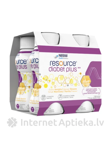 Nestle Resource Diabet Plus vanilla maitsega Toit meditsiiniliseks otstarbeks, 4 x 200 ml | internetaptieka.lv