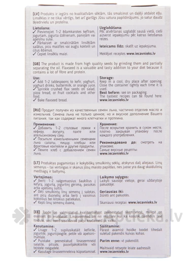 Smalcinātās linsēklas Iecavnieks, 250 g | internetaptieka.lv
