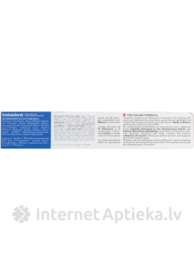 BETADENT WHITE zobu pasta, 100 ml | internetaptieka.lv