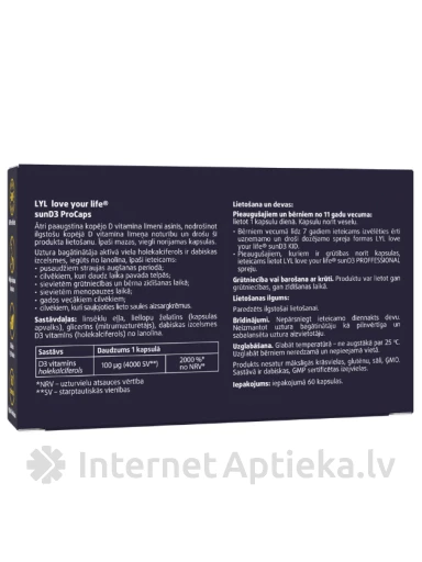 LYLsunD3 ProCaps 4000 SV, 60 kapsulas | internetaptieka.lv