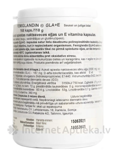 Femiglandin Gla+E, 168 kapsulas | internetaptieka.lv