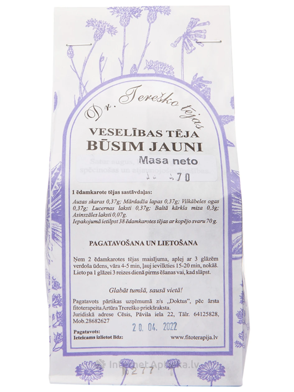 Dr.Tereško Veselība tēja Būsim Jauni, 70 g | internetaptieka.lv