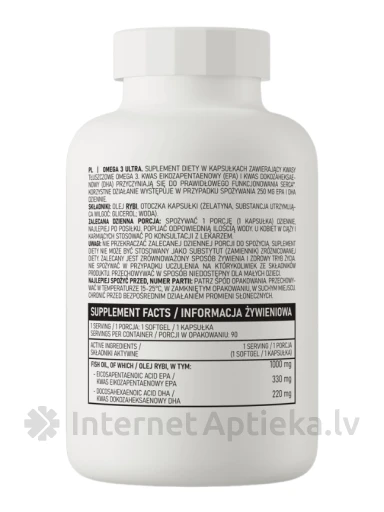 OstroVit Omega3 Ultra kapsulas, 90 gb. | internetaptieka.lv