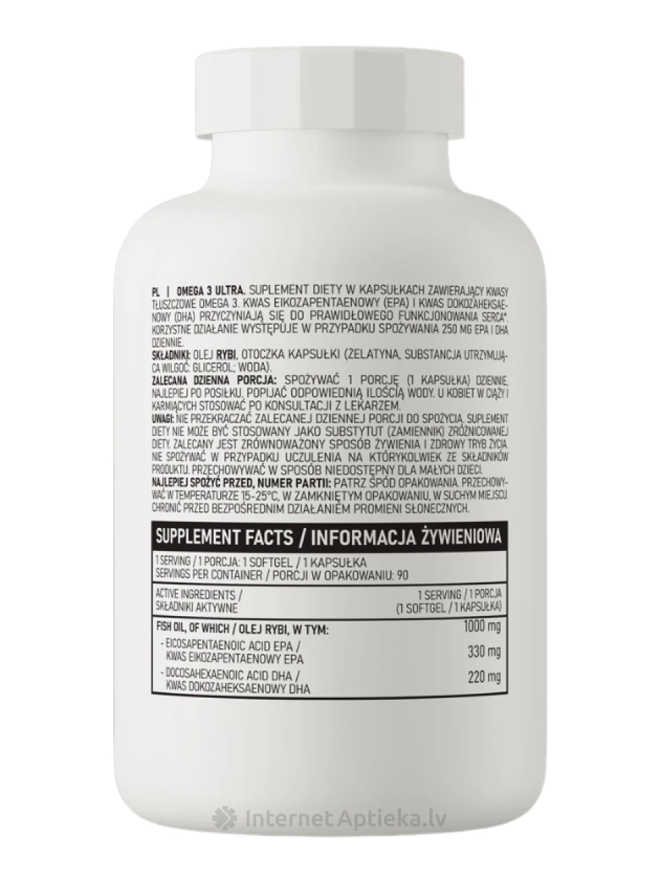 OstroVit Omega3 Ultra kapsulas, 90 gb. | internetaptieka.lv