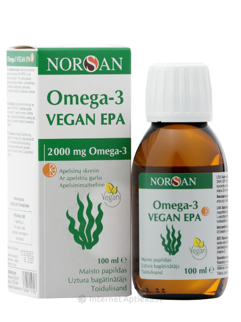 NORSAN OMEGA-3 VEGAN EPA ar apelsīnu garšu, 100 ml | internetaptieka.lv