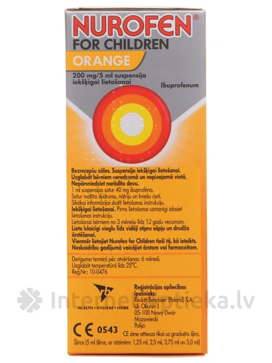 Nurofen suspensija bērniem (apelsīnu), 100 ml | internetaptieka.lv