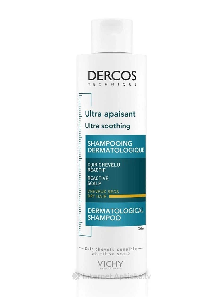 Vichy Dercos Ultra Soothing šampūns sausiem matiem, 200 ml | internetaptieka.lv