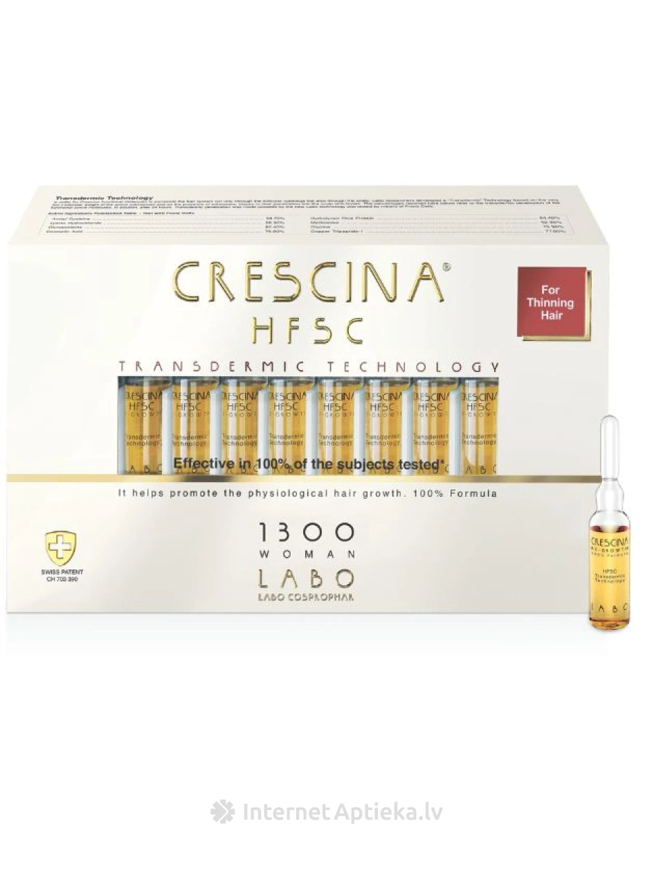 CRESCINA TRANSDERMIC HFSC SIEVIETĒM, INTENSITĀTE 1300, 20 gb. | internetaptieka.lv