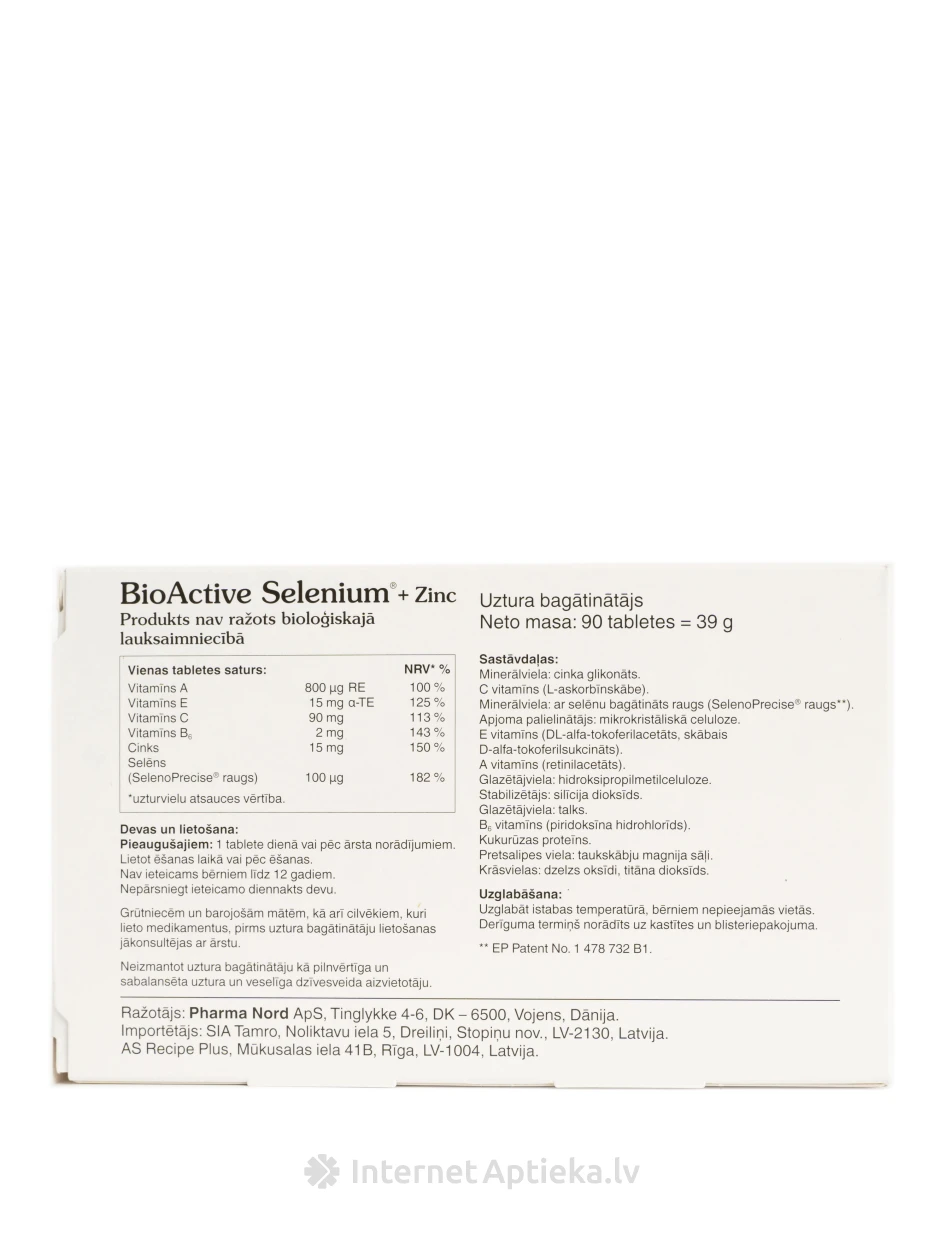 Bioactive Selēns + Cinks, 90 tabletes | internetaptieka.lv