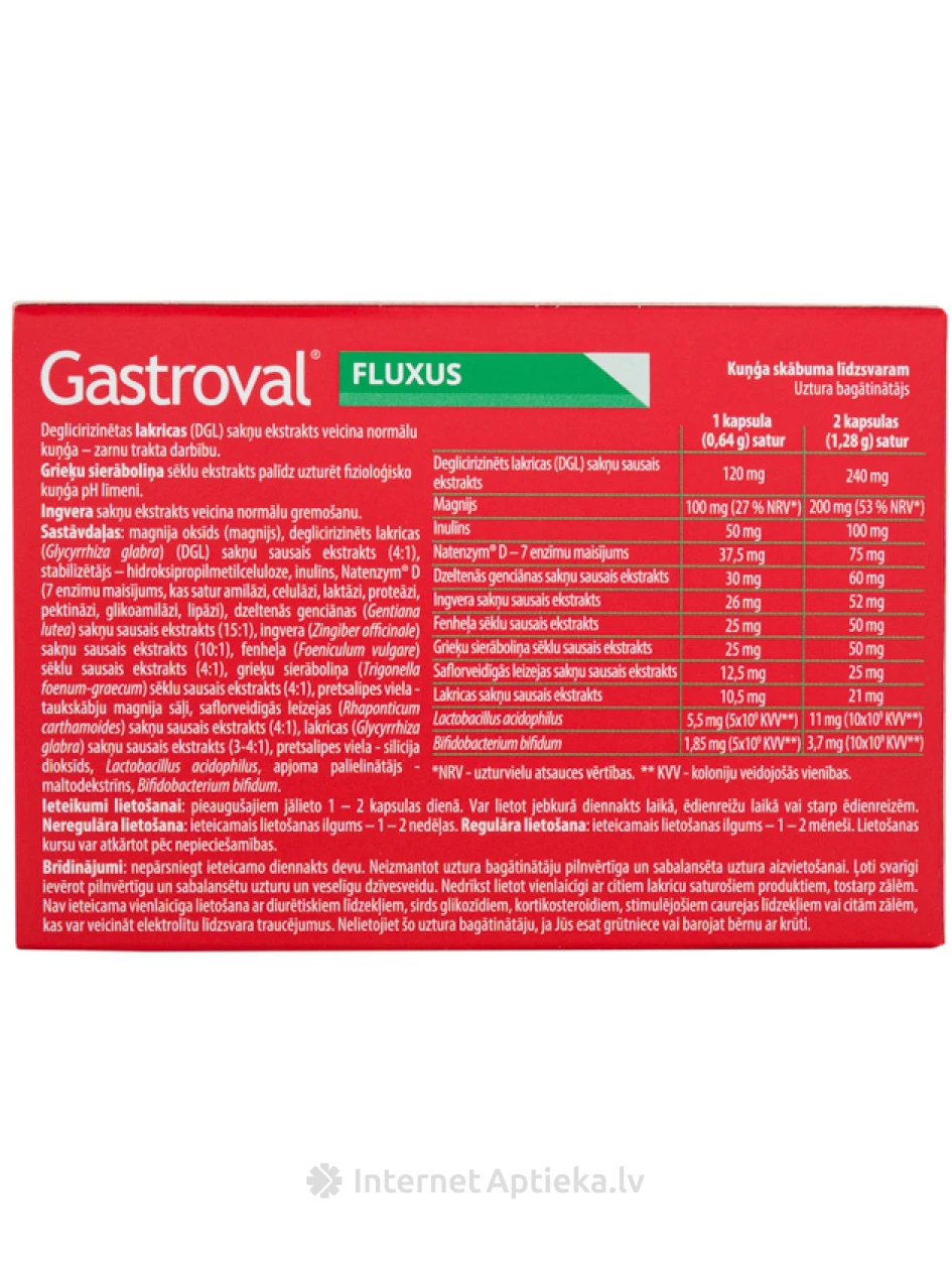 Gastroval Fluxus, 15 капсул | internetaptieka.lv