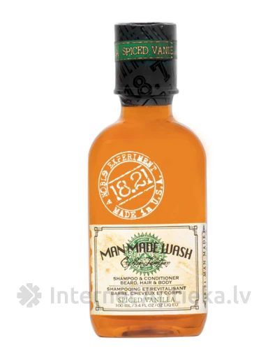 18.21 MAN MADE Trīs vienā mazgāšanas līdzeklis ar pikantu vaniļas aromātu, 100 ml | internetaptieka.lv