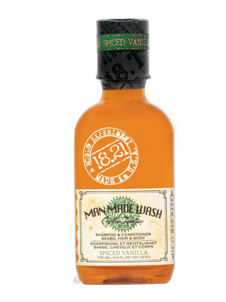 18.21 MAN MADE Trīs vienā mazgāšanas līdzeklis ar pikantu vaniļas aromātu, 100 ml | internetaptieka.lv