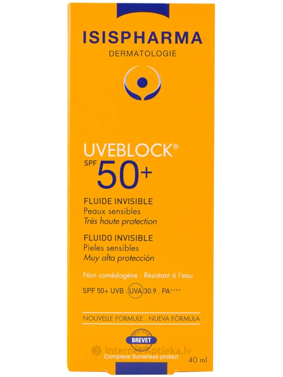 ISISPHARMA UVEBLOCK SPF50+ aizsargfluīds normālai ādai, 40 ml | internetaptieka.lv
