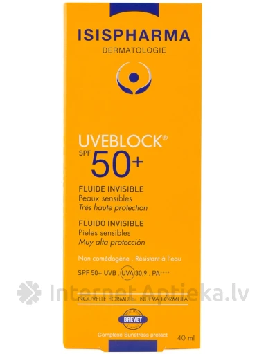 ISISPHARMA UVEBLOCK SPF50+ защитный флюид для нормальной кожи, 40 мл | internetaptieka.lv