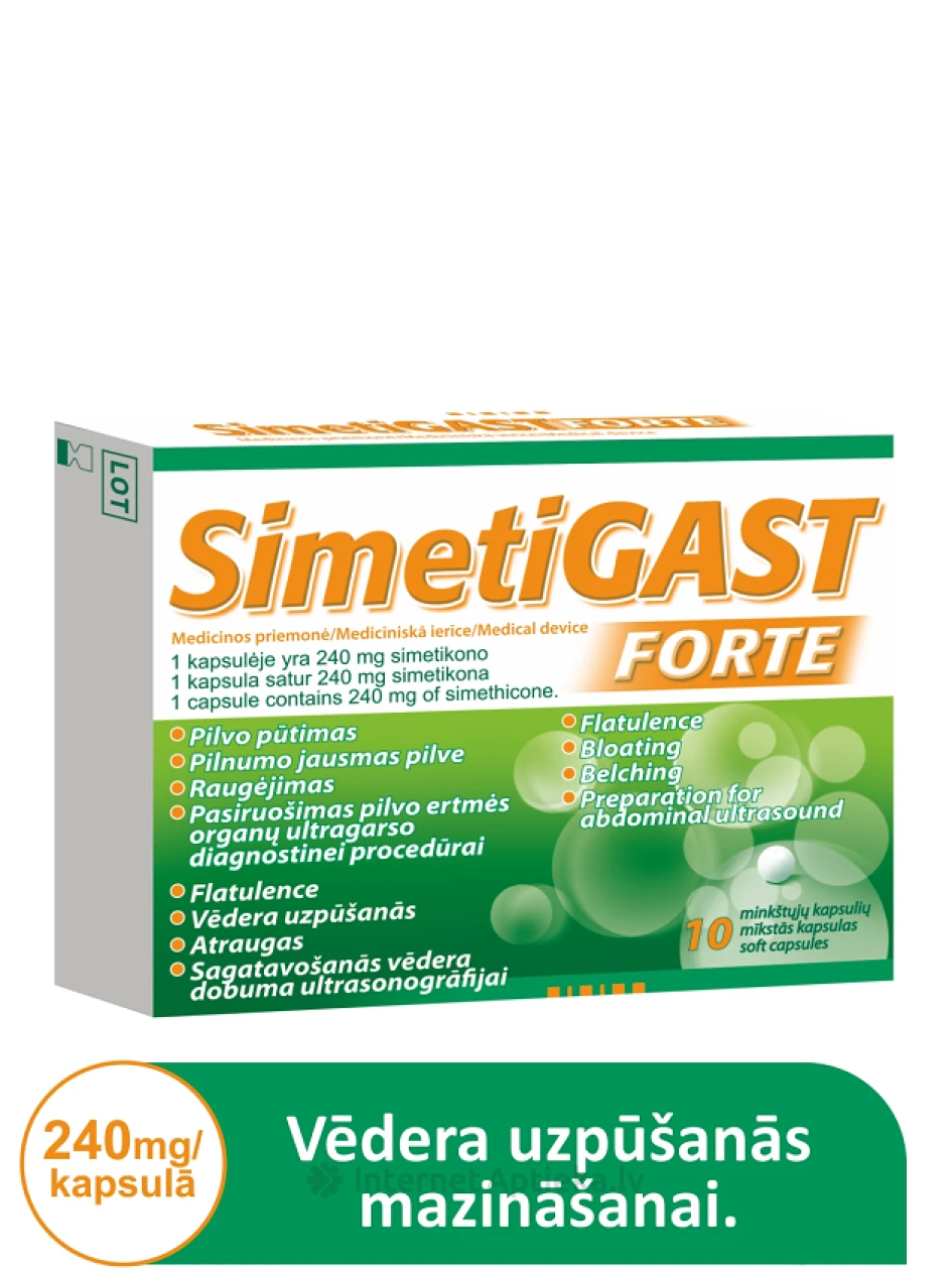 Simetigast Forte 240 мг, 10 капсул | internetaptieka.lv