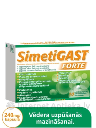 Simetigast Forte 240 mg, 10 kapslit | internetaptieka.lv